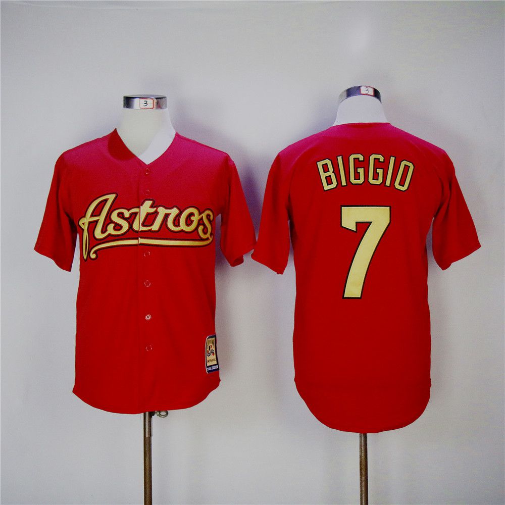 Men Houston Astros 7 Biggio Red Throwback MLB Jerseys